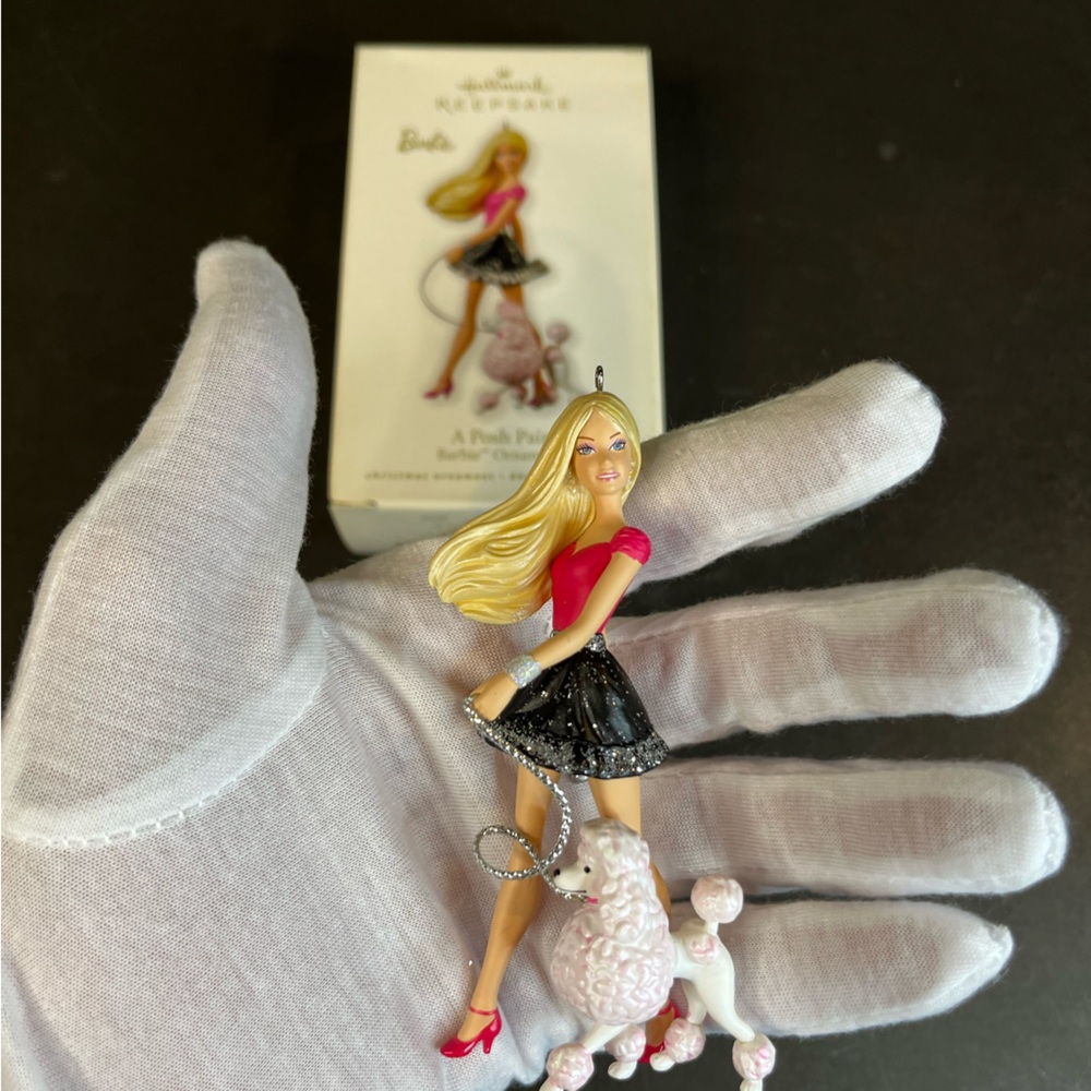 Barbie Ornament A POSH PAIR Hallmark Keepsake 2010 Christmas Pink Poodle